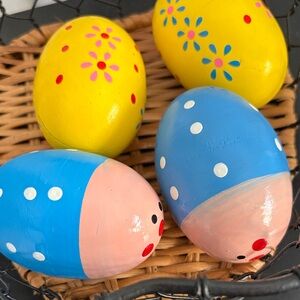 Vintage Yellow and Blue Decorative Eggs as is